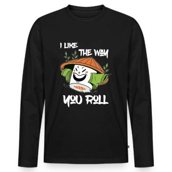 I Like The Way You Roll - Happy Sushi - Männer Premium Bio Langarmshirt - Schwarz - Vorne - Nico (187cm)