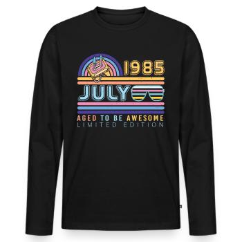 Baujahr 1985 Im Juli - Männer Premium Bio Langarmshirt - Schwarz - Vorne - Nico (187cm)