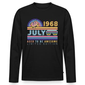 1968 Juli Vintage - Männer Premium Bio Langarmshirt - Schwarz - Vorne - Nico (187cm)
