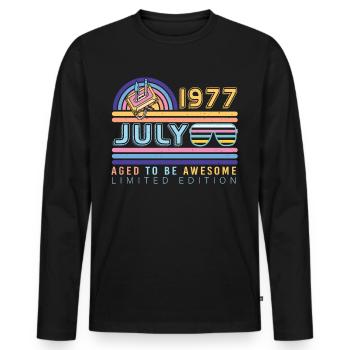 Brilliant gift for July 1977 - Men's Premium Organic Long Sleeve Shirt - black - Front - Nico (187cm)