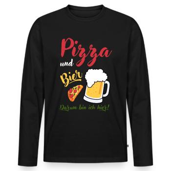 Pizza Bier Spruch Geschenk Bierliebhaber Vatertag - Männer Premium Bio Langarmshirt - Schwarz - Vorne - Nico (187cm)