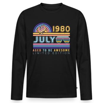 Brilliant gift for July 1980 - Men's Premium Organic Long Sleeve Shirt - black - Front - Nico (187cm)