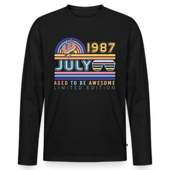 Baujahr 1987 Im Juli - Männer Premium Bio Langarmshirt - Schwarz - Vorne - Nico (187cm)