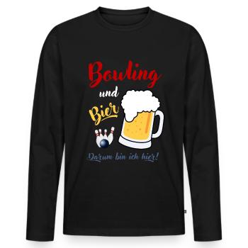 Bowling Bier Spruch Bowlingkugel Pins bowlen Spaß - Männer Premium Bio Langarmshirt - Schwarz - Vorne - Nico (187cm)