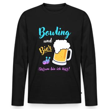 Bowling Bier Spruch Geschenk Bierliebhaber Bowler - Männer Premium Bio Langarmshirt - Schwarz - Vorne - Nico (187cm)