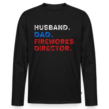Mari Papa Directeur des feux d’artifice 4 juillet papa - T-shirt manches longues Premium bio Homme - noir - Devant - Nico (187cm)