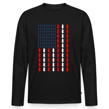 BBQ amerikanische Flagge Schweinefleisch und Gabeln lustiges Barbecue - Männer Premium Bio Langarmshirt - Schwarz - Vorne - Nico (187cm)