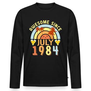 1984 Rétro en juillet - T-shirt manches longues Premium bio Homme - noir - Devant - Nico (187cm)