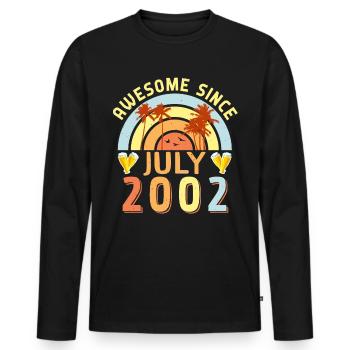 20tes Lebensjahr Im Juli 2002 - Männer Premium Bio Langarmshirt - Schwarz - Vorne - Nico (187cm)