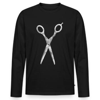 Hair Dresser Scissor Cutting Hair - Men's Premium Organic Long Sleeve Shirt - black - Front - Nico (187cm)