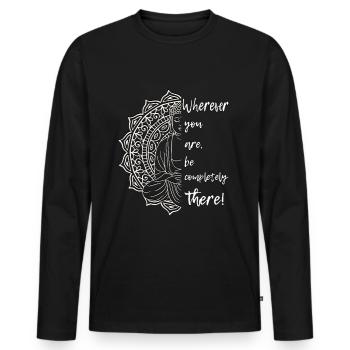 Mandala Yoga - Männer Premium Bio Langarmshirt - Schwarz - Vorne - Nico (187cm)
