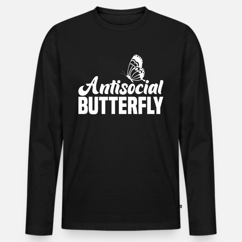 Antisocial Butterfly Introvert Design - Männer Premium Bio Langarmshirt - Schwarz