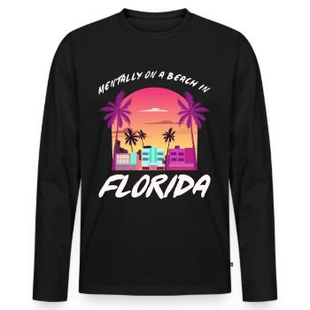 Miami Vacation America Floride - T-shirt manches longues Premium bio Homme - noir - Devant - Nico (187cm)