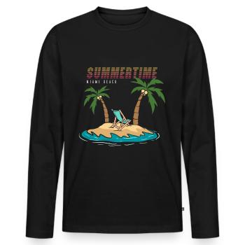 Summertime Miami Beach Vacation - Männer Premium Bio Langarmshirt - Schwarz - Vorne - Nico (187cm)
