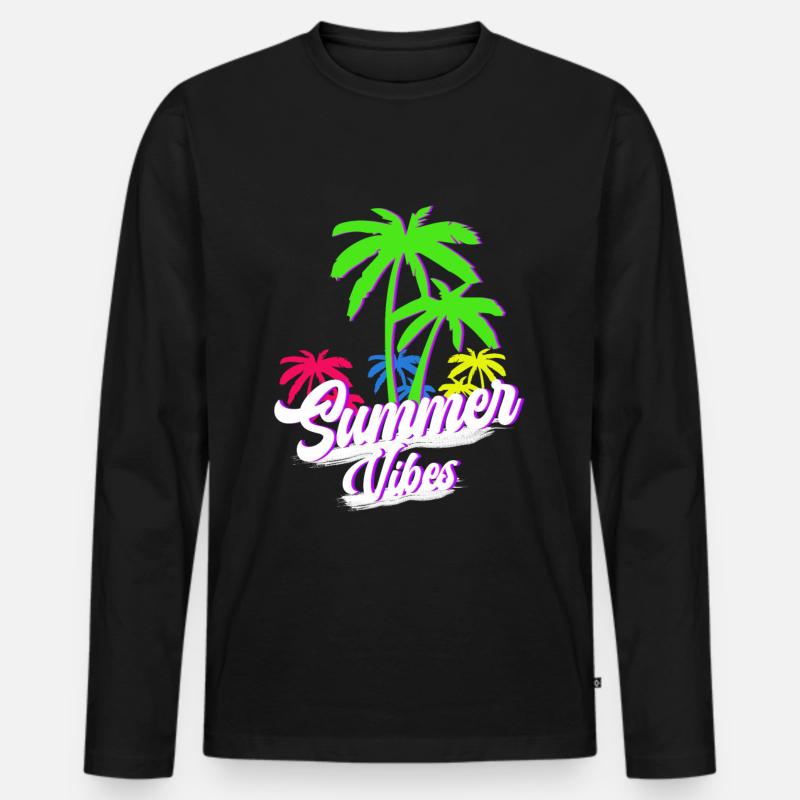 Summer Vibes - Männer Premium Bio Langarmshirt - Schwarz
