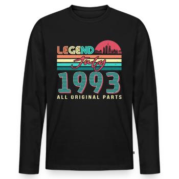 Geschenkidee Für Juli 1993 - Männer Premium Bio Langarmshirt - Schwarz - Vorne - Nico (187cm)
