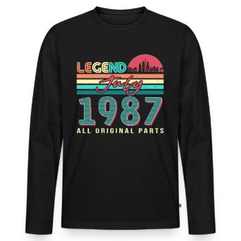 Bestes Geburtsjahr 1987 Juli - Männer Premium Bio Langarmshirt - Schwarz - Vorne - Nico (187cm)