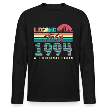 Geschenkidee Für Juli 1994 - Männer Premium Bio Langarmshirt - Schwarz - Vorne - Nico (187cm)