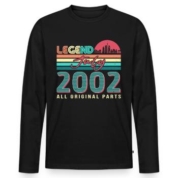 20 ans en juillet 2002 - T-shirt manches longues Premium bio Homme - noir - Devant - Nico (187cm)
