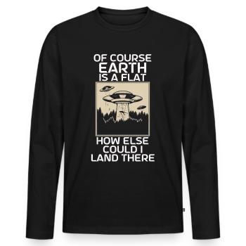 Alien Tshirt UFO Alien Children Mars Gentlemen - Men's Premium Organic Long Sleeve Shirt - black - Front - Nico (187cm)