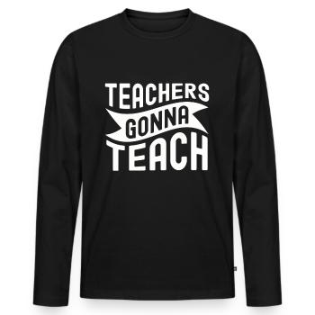 École d’enseignant Enseignant Gift Class École primaire - T-shirt manches longues Premium bio Homme - noir - Devant - Nico (187cm)