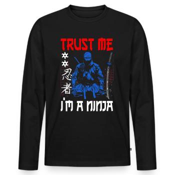 Ninja Cadeau Karaté Ninjutsu Judo Samouraï Japon - T-shirt manches longues Premium bio Homme - noir - Devant - Nico (187cm)