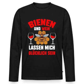 Wein Imker Biene Bienen - Männer Premium Bio Langarmshirt - Schwarz - Vorne - Nico (187cm)