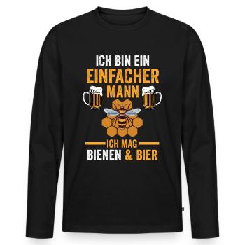 Bier Imker Biene Bienen - Männer Premium Bio Langarmshirt - Schwarz - Vorne - Nico (187cm)