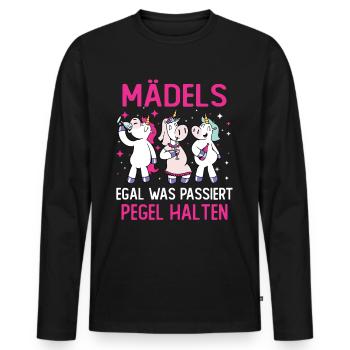 Mädels Egal Was Passiert Pegel Halten - Männer Premium Bio Langarmshirt - Schwarz - Vorne - Nico (187cm)