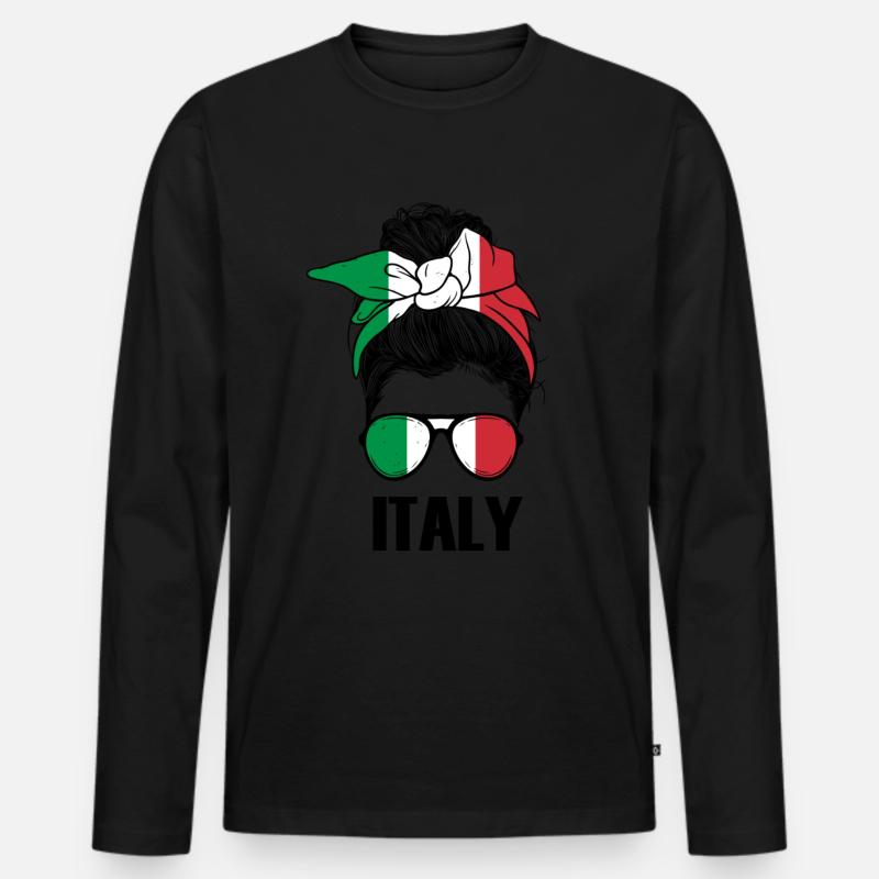 Italy - Männer Premium Bio Langarmshirt - Schwarz