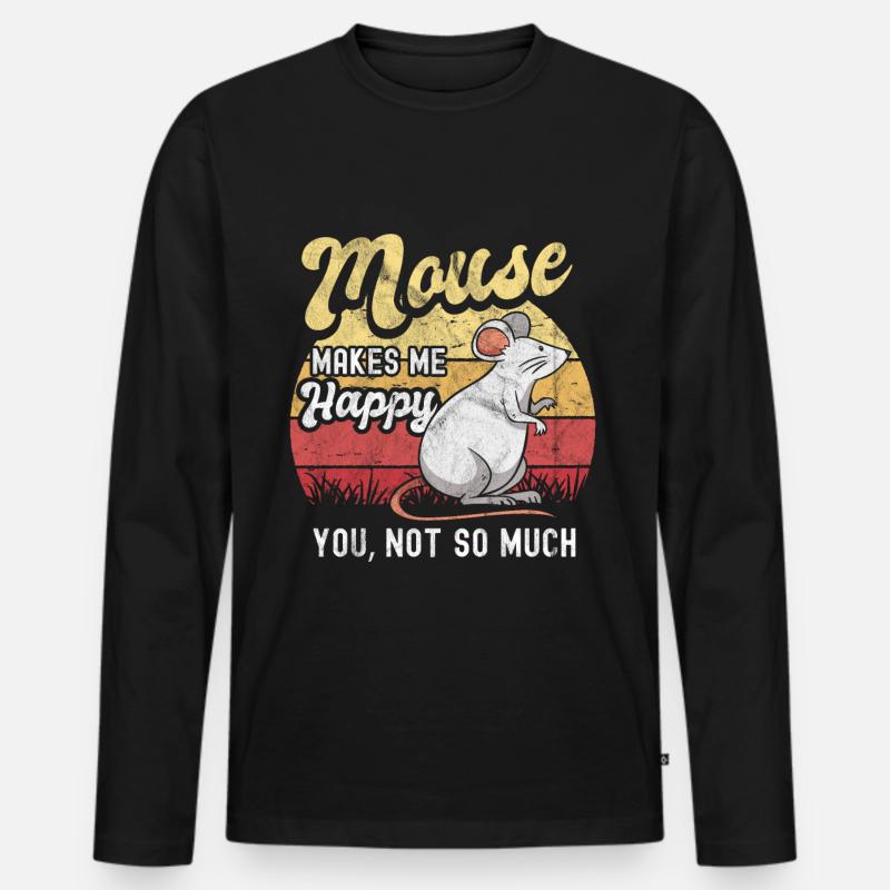 Maus - Männer Premium Bio Langarmshirt - Schwarz