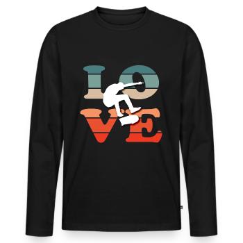 Skateboard Tshirt Skater Sk8 Sk8er Halfpipe Flip - Men's Premium Organic Long Sleeve Shirt - black - Front - Nico (187cm)