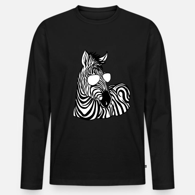 Zebra - Männer Premium Bio Langarmshirt - Schwarz