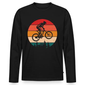 Retro Mountain Biker Uphill - Men's Premium Organic Long Sleeve Shirt - black - Front - Nico (187cm)