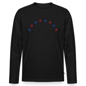 Half circle of stars with blue and red stars - Men's Premium Organic Long Sleeve Shirt - black - Front - Nico (187cm)