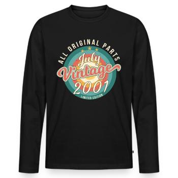 Year of construction 2001 in July - Men's Premium Organic Long Sleeve Shirt - black - Front - Nico (187cm)