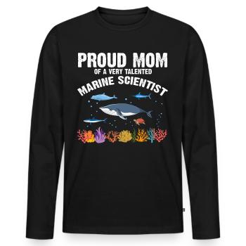 Proud Mom Marine Biologist Marine Biology Sea - Men's Premium Organic Long Sleeve Shirt - black - Front - Nico (187cm)