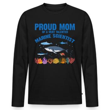 Proud Mom Marine Biologist Marine Biology Sea - Men's Premium Organic Long Sleeve Shirt - black - Front - Nico (187cm)