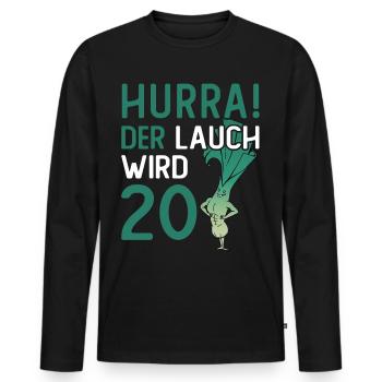 Hurra der Lauch wird 20 - Männer Premium Bio Langarmshirt - Schwarz - Vorne - Nico (187cm)