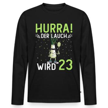 Hurra der Lauch wird 23 - Männer Premium Bio Langarmshirt - Schwarz - Vorne - Nico (187cm)