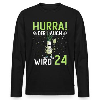 Hurra der Lauch wird 24 - Männer Premium Bio Langarmshirt - Schwarz - Vorne - Nico (187cm)