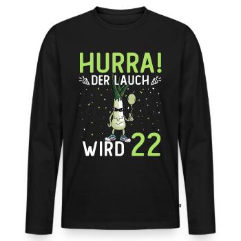 Hurra der Lauch wird 22 - Männer Premium Bio Langarmshirt - Schwarz - Vorne - Nico (187cm)