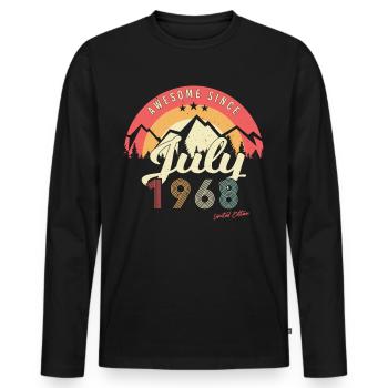 Retro Im Juli 1968 - Männer Premium Bio Langarmshirt - Schwarz - Vorne - Nico (187cm)