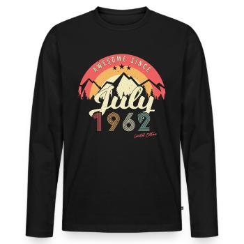 1962 Juli 60ter Geburtstag - Männer Premium Bio Langarmshirt - Schwarz - Vorne - Nico (187cm)