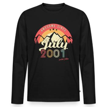 Mois de naissance Juillet 2001 - T-shirt manches longues Premium bio Homme - noir - Devant - Nico (187cm)