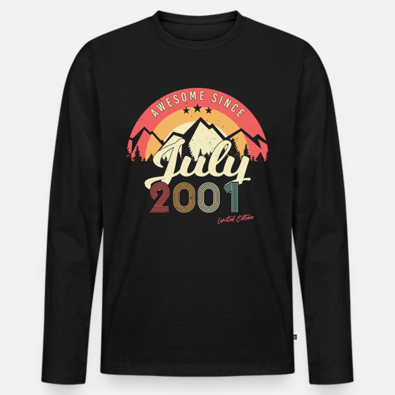 Geburtsmonat Juli 2001 - Männer Premium Bio Langarmshirt - Schwarz
