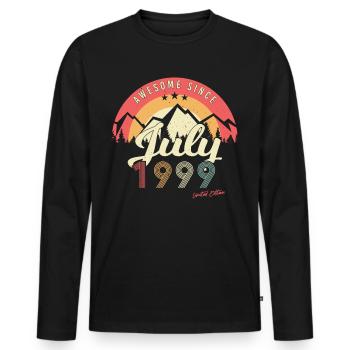 Mois de naissance Juillet 1999 - T-shirt manches longues Premium bio Homme - noir - Devant - Nico (187cm)