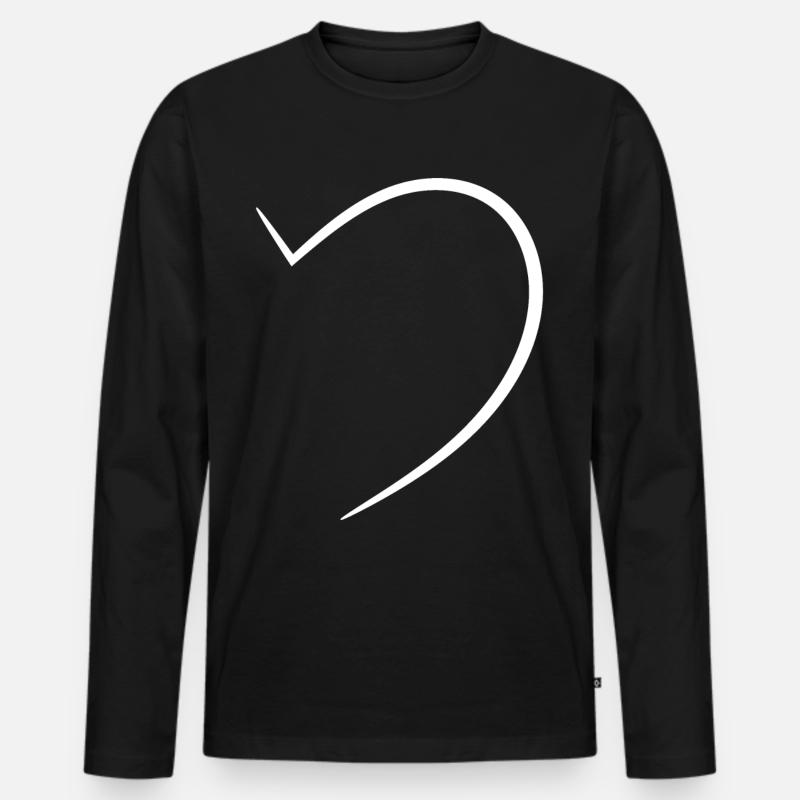 Edles Halbes Weisses Herz - Männer Premium Bio Langarmshirt - Schwarz