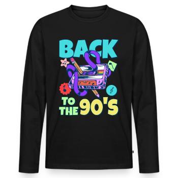 90s Outfit Party 90s Theme Party Cassette - Men's Premium Organic Long Sleeve Shirt - black - Front - Nico (187cm)