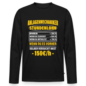 Anlagenmechaniker Spruch Arbeitsshirt Kollegen - Männer Premium Bio Langarmshirt - Schwarz - Vorne - Nico (187cm)